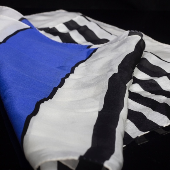 Vintage Silk Scarf | Echo Scarf | Retro Style Block Color Striped - Picture 8 of 9